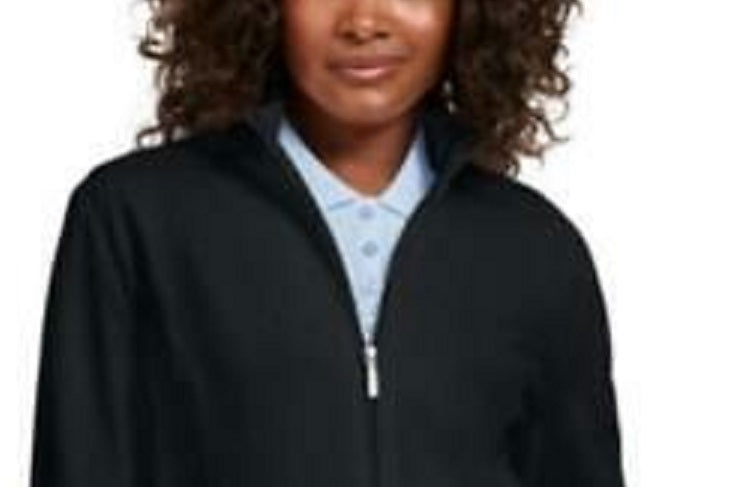 Karen Scott Women's Sport French Terry Ribbon-Trim Jacket Black Size Extra Large