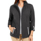 Karen Scott Women's Sport French Terry Ribbon-Trim Jacket Black Size XX Large