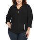 Karen Scott Women's Plus Size French Terry Jacket Black Size O-Small