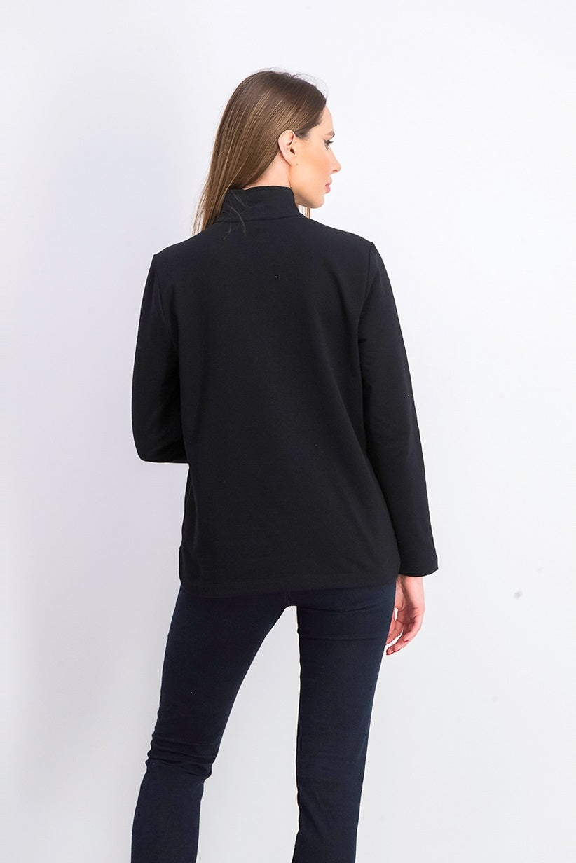 Karen Scott Women's Sport Mock-Neck Vented-Hem Top Black Size Large