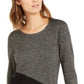 Alfani Women's Asymmetrical Colorblocked Shimmer Top Deep Black Gold Size Large