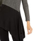 Alfani Women's Asymmetrical Colorblocked Shimmer Top Deep Black Gold Size Large