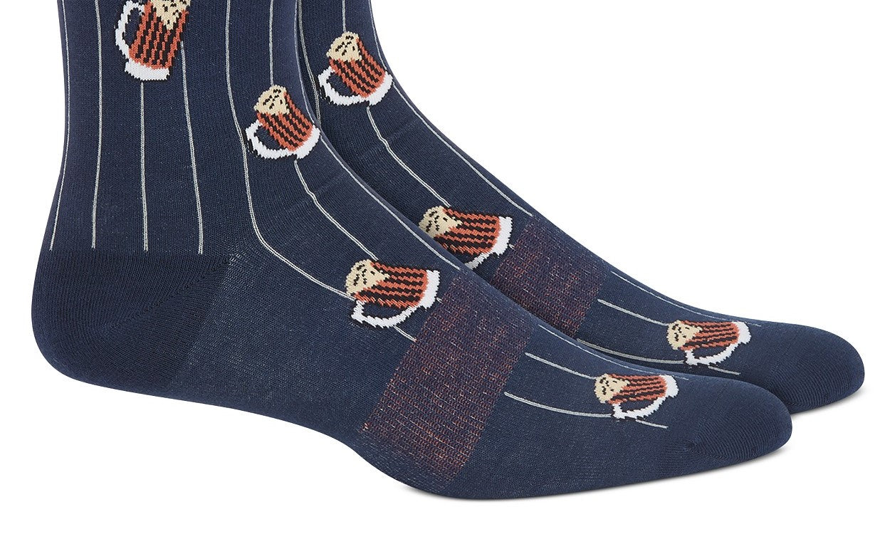 Bar III Men's Printed Pinstripe Socks Blue Size Regular