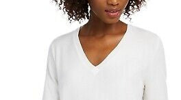 Maison Jules Women's V-Neck Sweater White Size 2 Extra Large