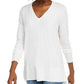 Maison Jules Women's V-Neck Sweater White Size Medium