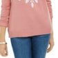 Karen Scott Women's Snowflake Applique Sweater Pink Size Extra Large