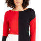Alfani Women's Colorblocked Dropped-Shoulder Top  Red Size Extra Large