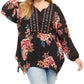Style & Co Women's Plus Size Floral Blouse Black Size 2 Extra Large