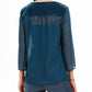 Style & Co Women's Mixed-Media Sheer-Sleeve Blouse Green Size Small