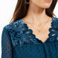 Style & Co Women's Mixed-Media Sheer-Sleeve Blouse Green Size Small