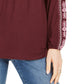 Style & Co Women's Embroidered Tie-Neck Top Purple Size Large