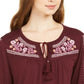 Style & Co Women's Floral Long Sleeve Keyhole Top Purple Size Small