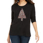 Style & Co Women's Embellished Tree Sweatshirt  Black Size Small