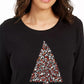 Style & Co Women's Embellished Tree Sweatshirt  Black Size Small