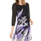 Alfani Women's Petite Printed Super Tunic  Black Size Small