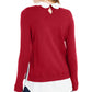 Maison Jules Women's Scalloped-Neck Layered-Look Sweater Bright Red Size X-Small