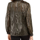 Alfani Women's Metallic Stripe Blouse Black Size Small