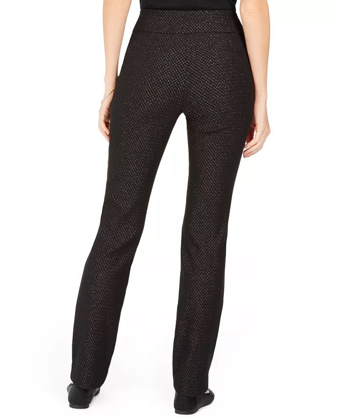Charter Club Women's Jacquard Pull-On Pants Black Size 4