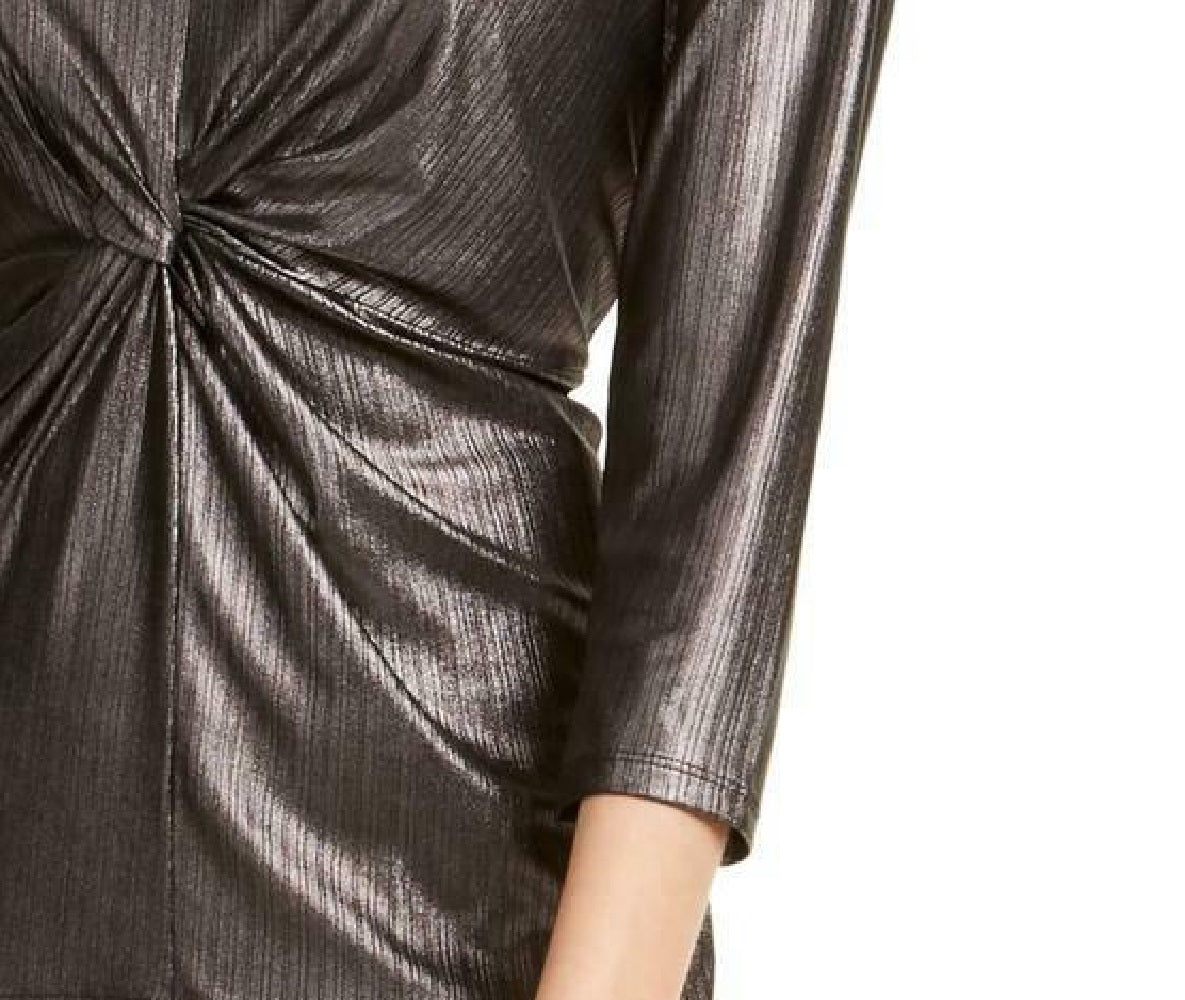 Alfani Women's Metallic Twist-Front Top Charcoal Size Extra Large