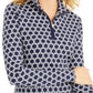 Charter Club Women's Printed Half-Zip Top  Blue Size Small