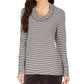 Charter Club Women's Striped Cowl-Neck Top Black Size X-Large