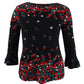 Charter Club Women's Petite Ruffle-Cuff Top Black Size Small
