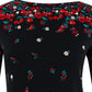 Charter Club Women's Petite Ruffle-Cuff Top Black Size Small