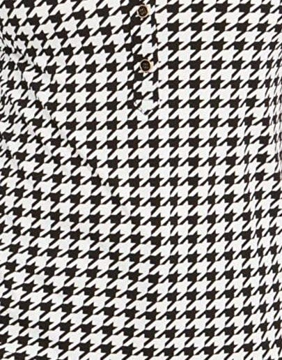 Charter Club Women's 3/4 Sleeve Printed Polo Top Black Size Large
