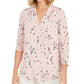 Charter Club Women's Printed V-Neck Top Pink Size 2 Extra Large