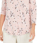 Charter Club Women's Printed V-Neck Top Pink Size 2 Extra Large
