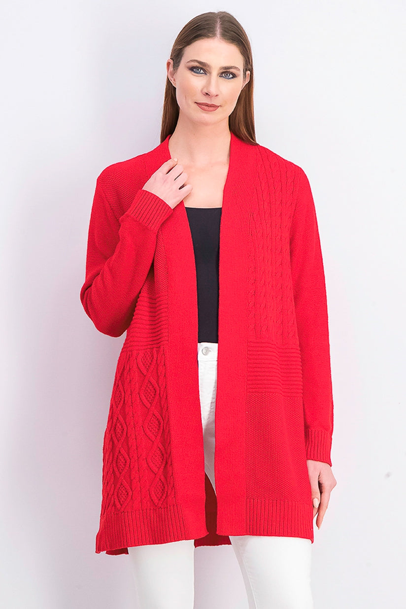 Charter Club Women's Patchwork Cardigan Red Size Small