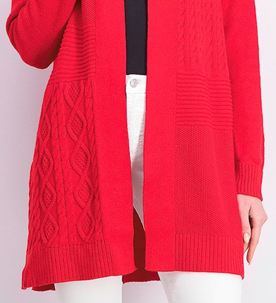 Charter Club Women's Patchwork Cardigan Red Size Small