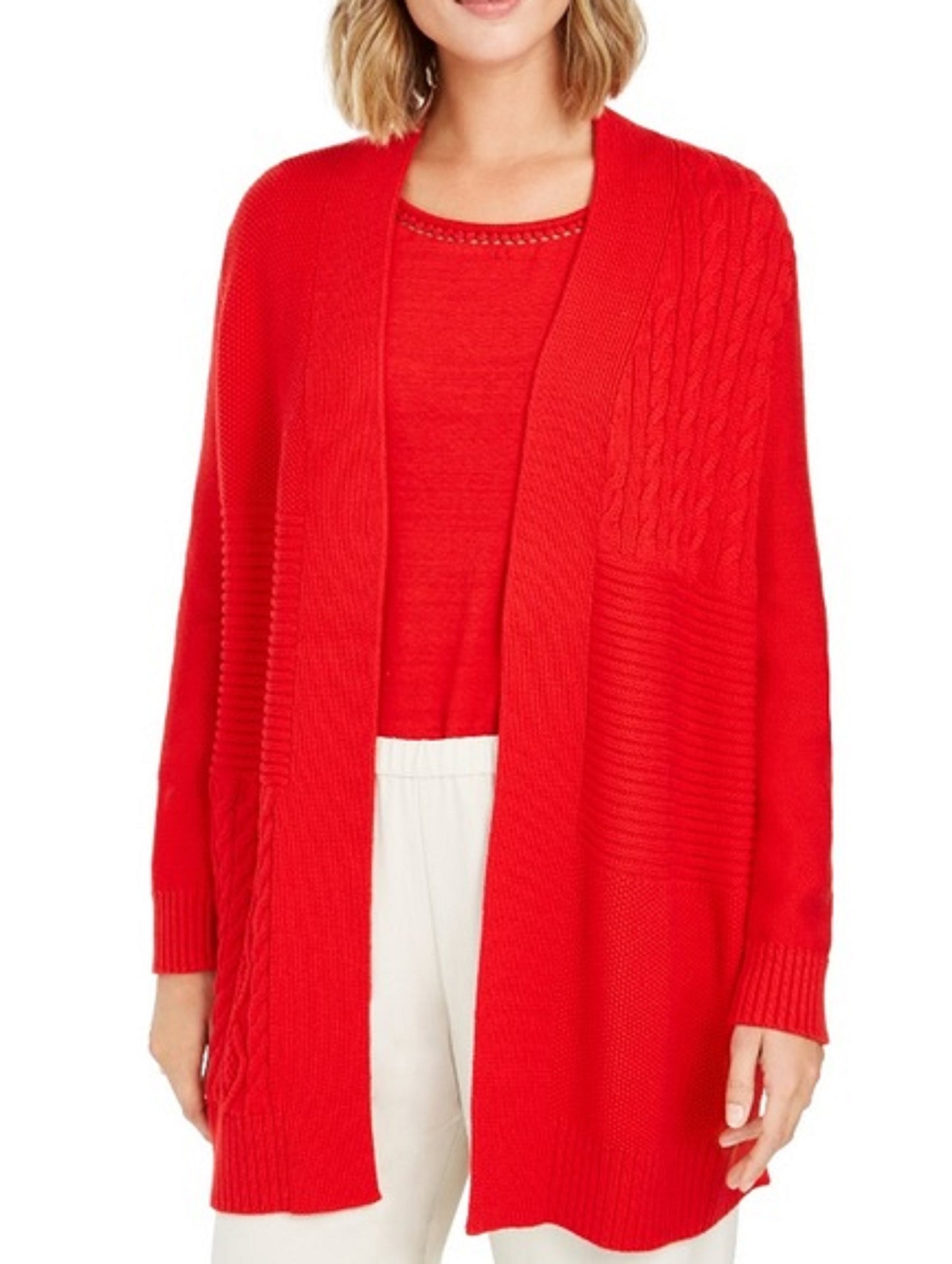 Charter Club Women's Patchwork Cardigan Red Size Extra Large