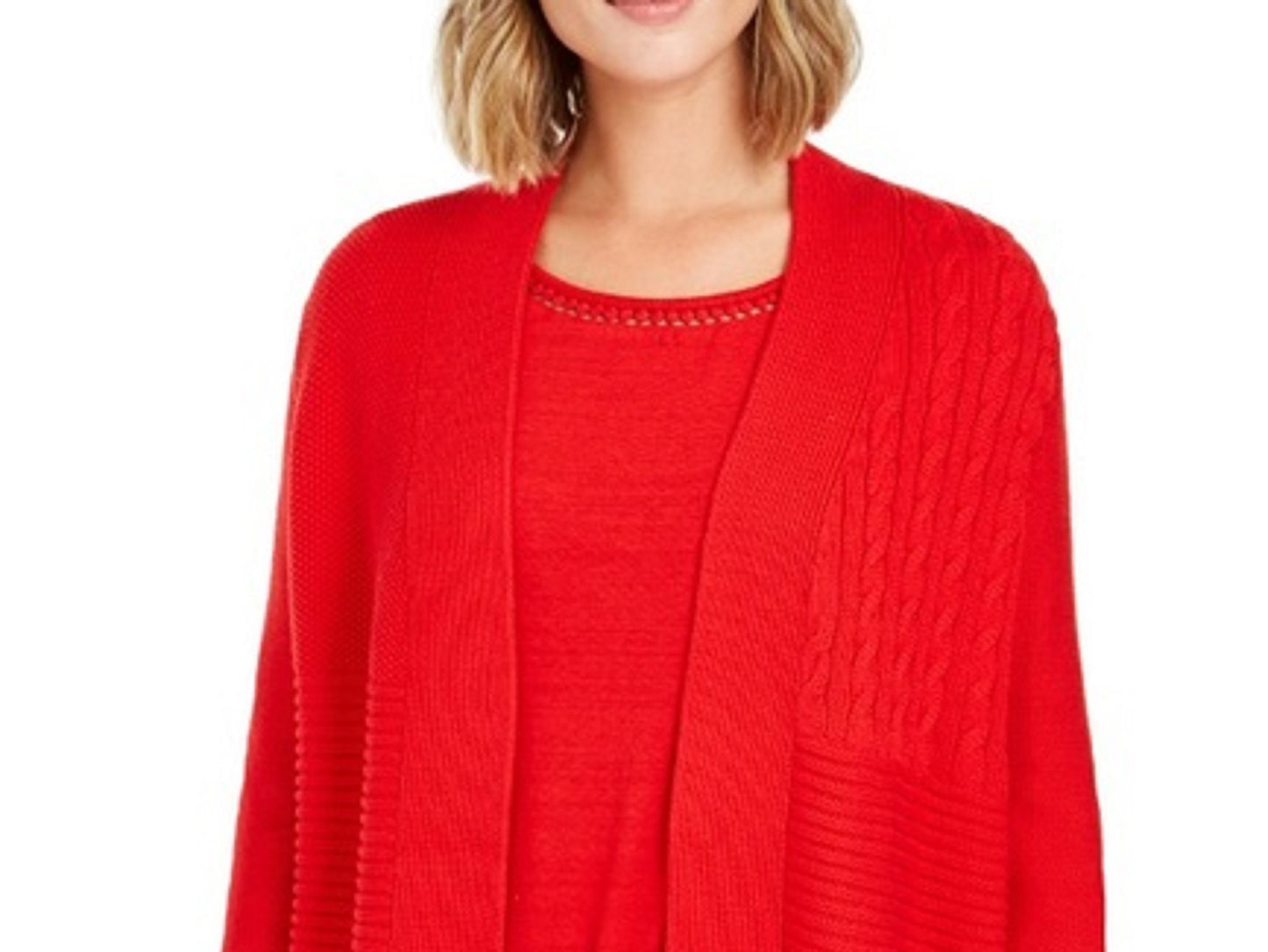 Charter Club Women's Patchwork Cardigan Red Size Extra Large