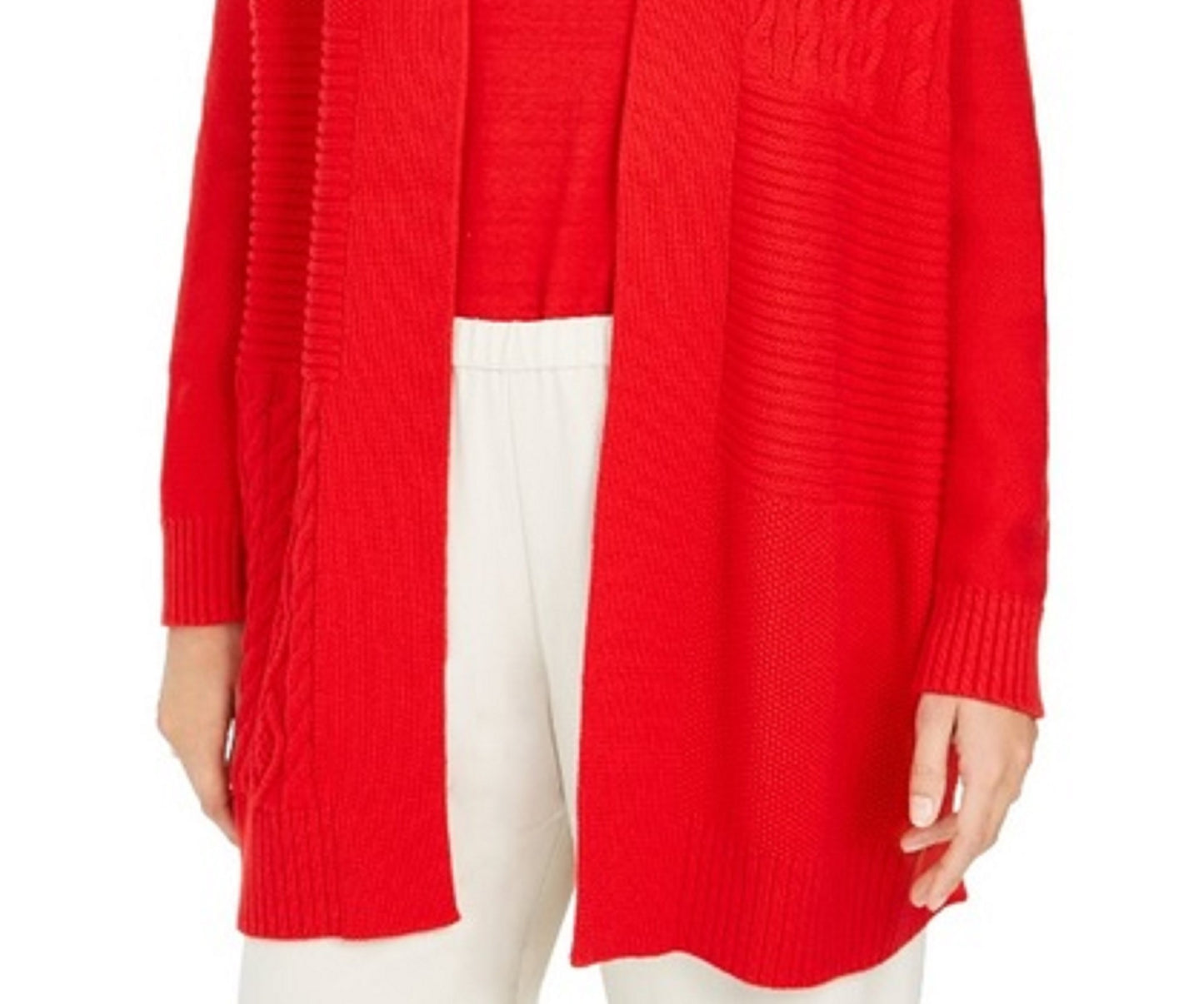 Charter Club Women's Patchwork Cardigan Red Size Extra Large