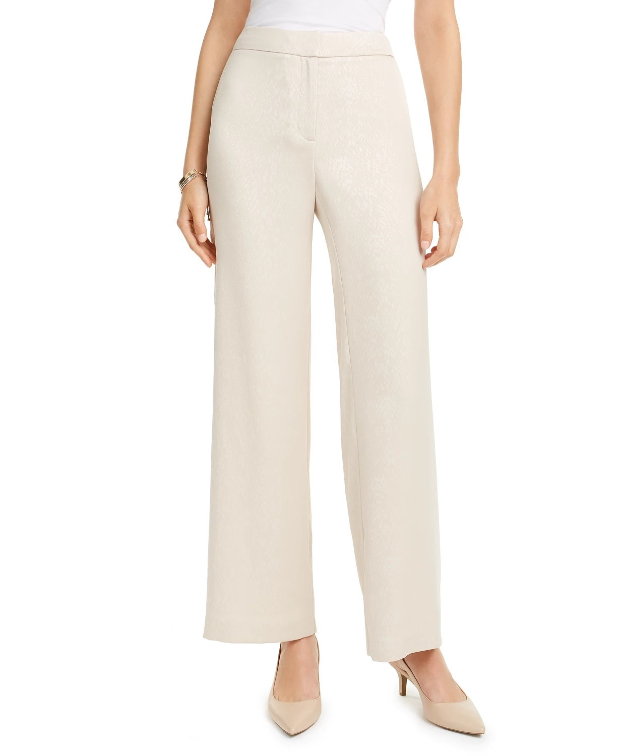 Alfani Women's Wide-Leg Pants Beige Size SQUARE 18