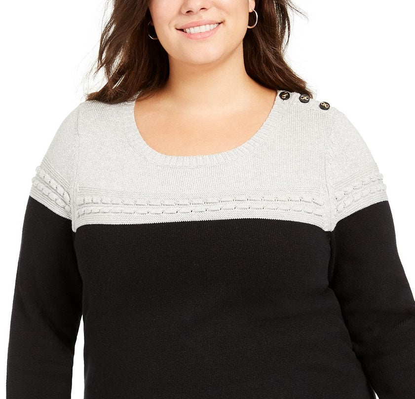 Charter Club Women's Plus Size Metallic Bi-Color Sweater  Gray Size 2 Extra Large