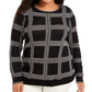 Charter Club Women's Plus Size Metallic Plaid Sweater Black Size OX