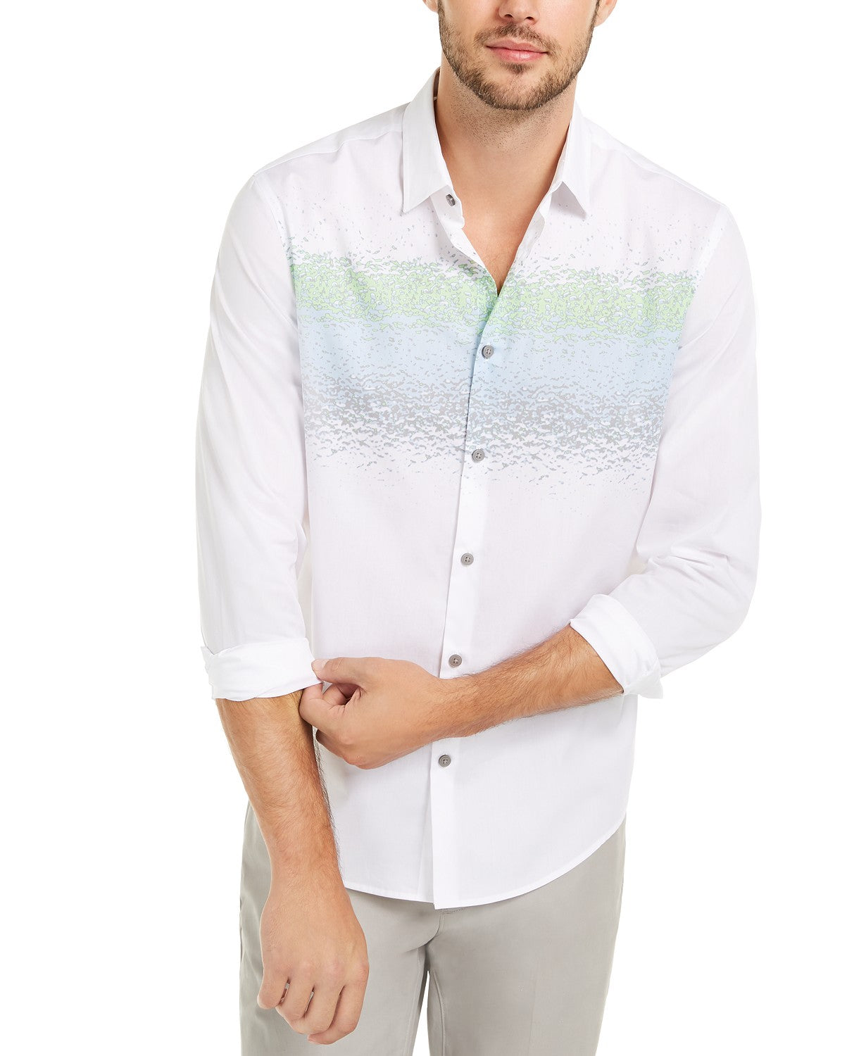 Alfani Men's Classic-Fit Abstract-Stripe Shirt White Size XX Large