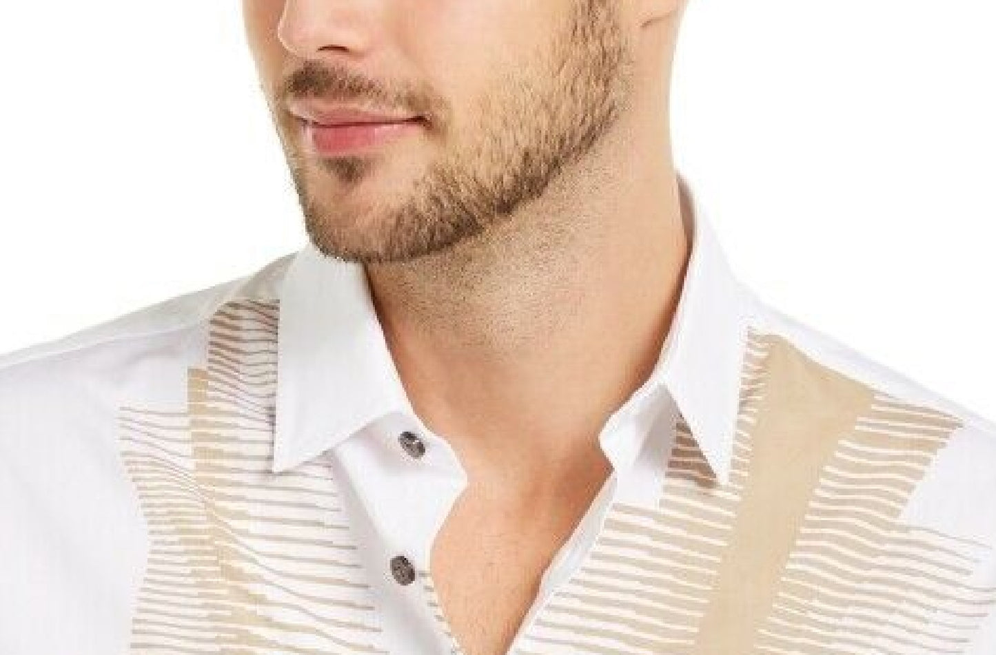 Alfani Men's Classic-Fit Abstract-Stripe Shirt White - Size Extra Large