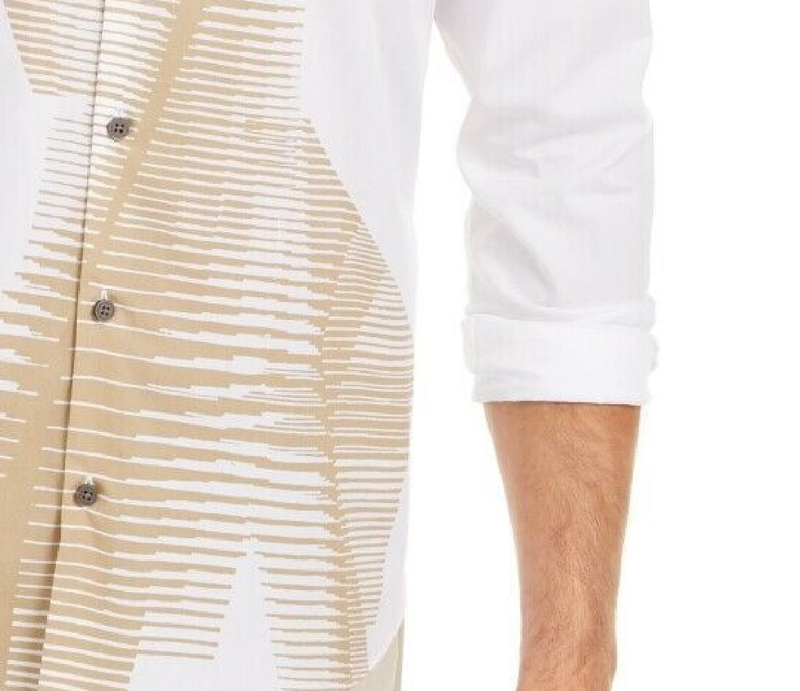 Alfani Men's Classic-Fit Abstract-Stripe Shirt White - Size Extra Large