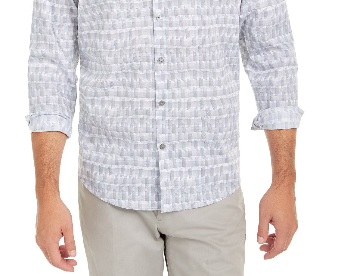 Alfani Men's Classic-Fit Geo-Stripe Shirt White Size Small
