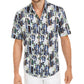 Alfani Men's Classic-Fit Abstract Floral-Stripe Shirt  Navy Size Small