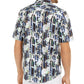 Alfani Men's Classic-Fit Abstract Floral-Stripe Shirt  Navy Size Small