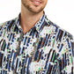 Alfani Men's Classic-Fit Abstract Floral-Stripe Shirt  Navy Size Small