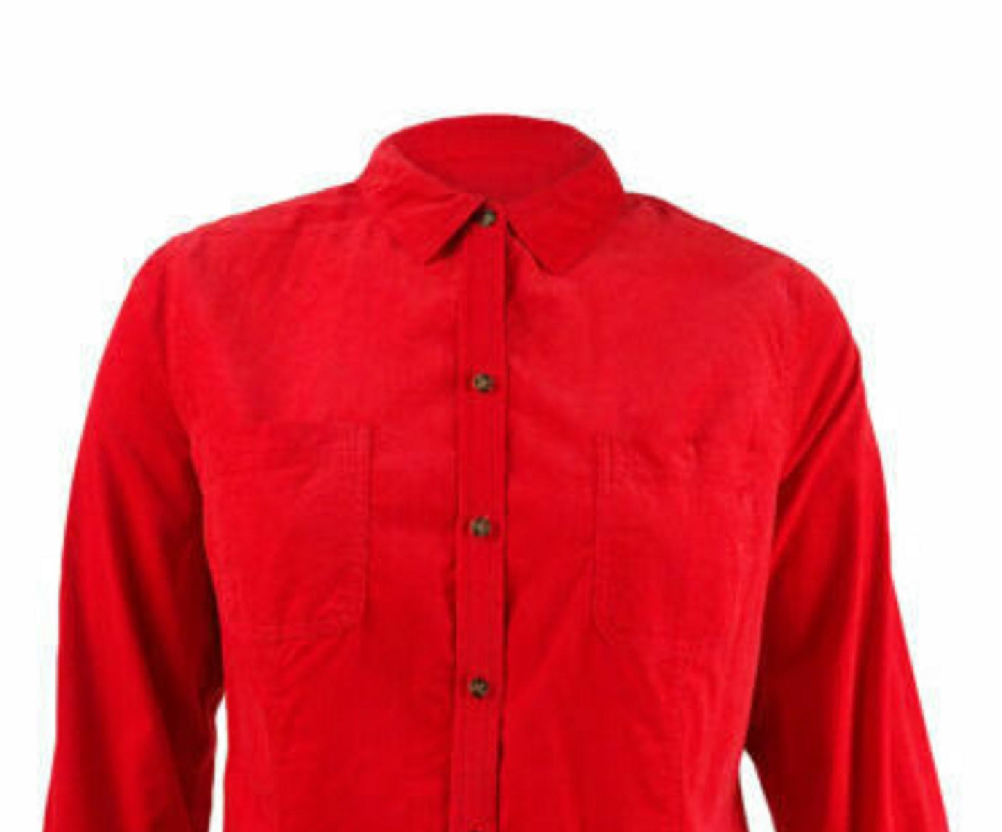 Charter Club Women's Solid Corduroy Shirt Red Size Small