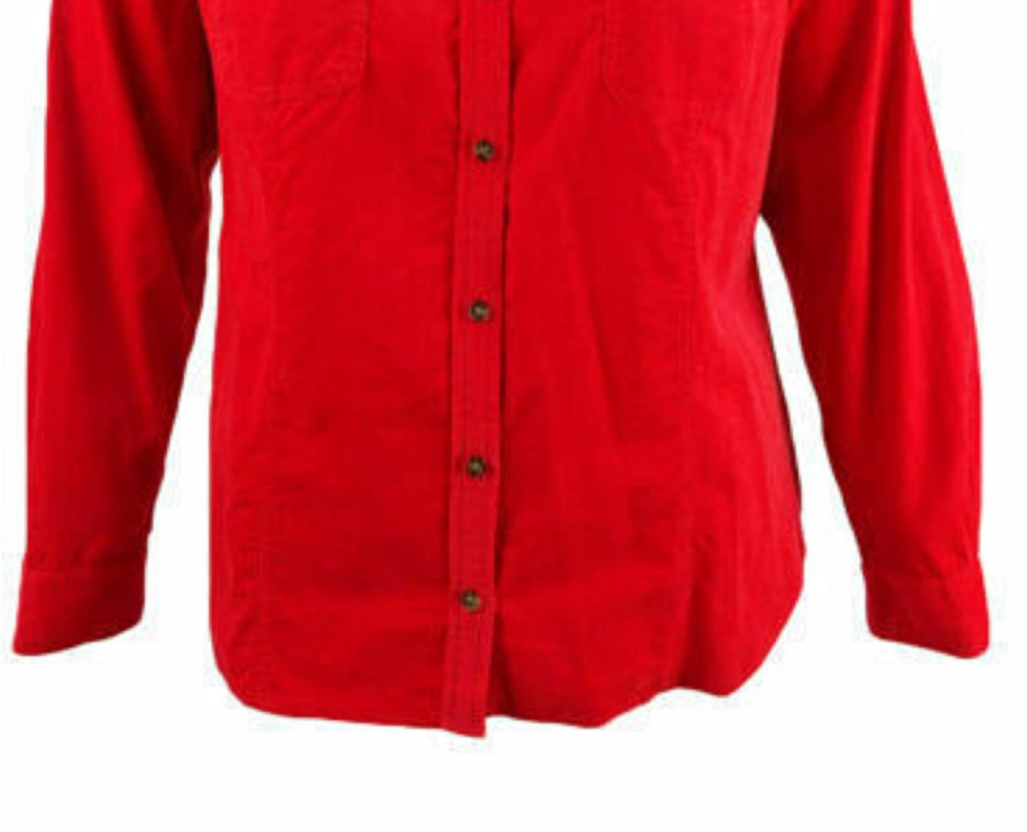 Charter Club Women's Solid Corduroy Shirt Red Size Small