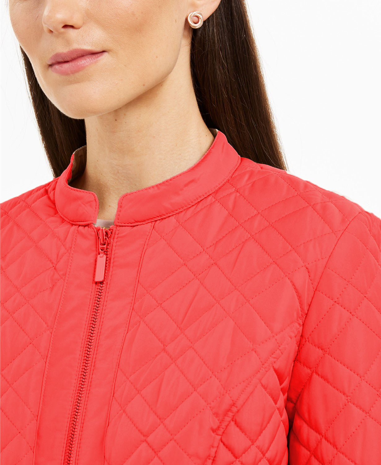 Charter Club Women's Quilted Mandarin-Collar Jacket Red Size Medium