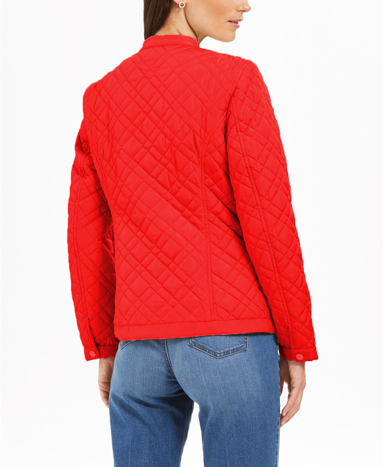 Charter Club Women's Quilted Mandarin-Collar Jacket Red Size Medium