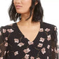 Bar III Women's Floral-Print Top Black Size Small